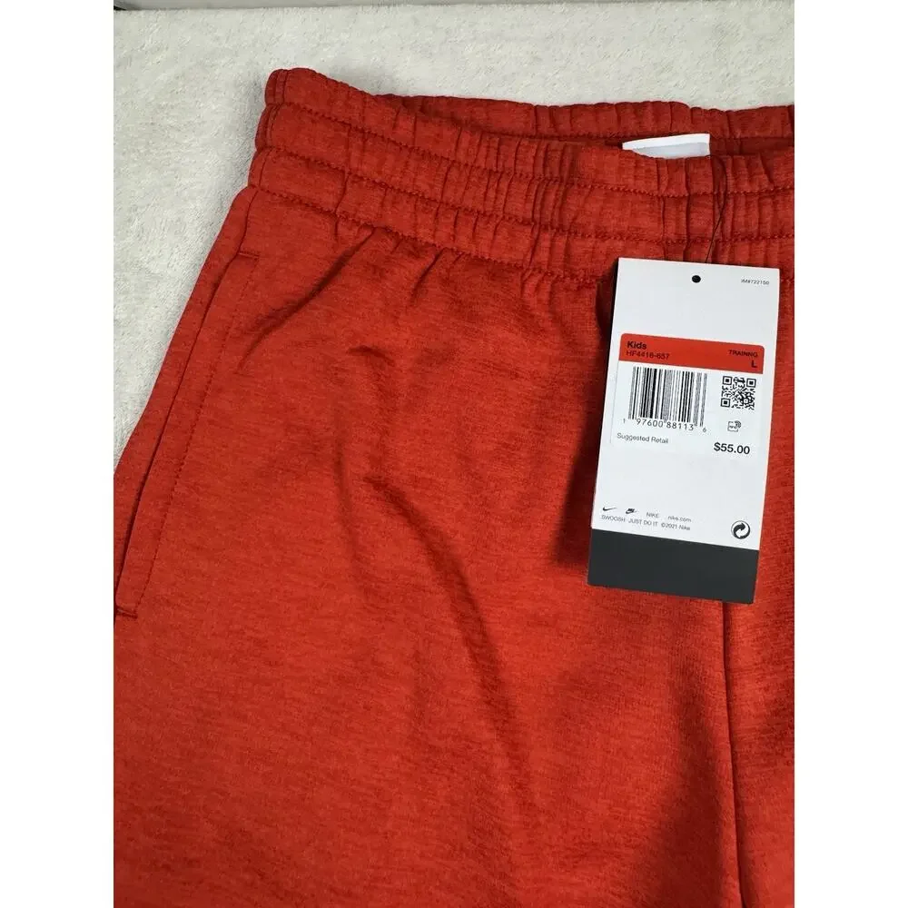 Nike Boys L Red Training Pants White Swoosh Athletic Sweatpants NWT HF4418-657